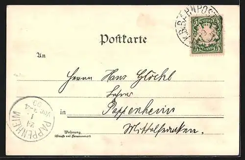 Lithographie Starnberg /Starnberger See, Teilansicht, Schloss Berg, Ortspartie