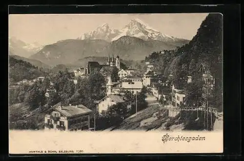 AK Berchtesgaden, Panorama mit Kirche