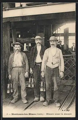 AK Montceau-les-Mines, Mineurs avant al descente, Kohlebergbau