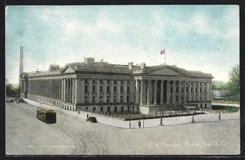 AK Washington /D. C., U. S. Treasury, Strassenbahn