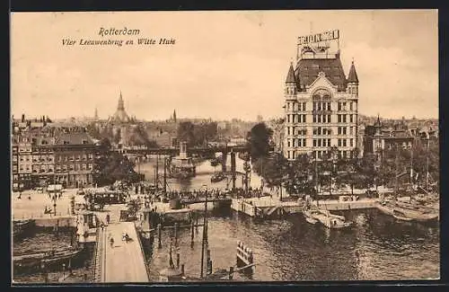 AK Rotterdam, Vier Leeuwenbrug en Witte Huis, Strassenbahn