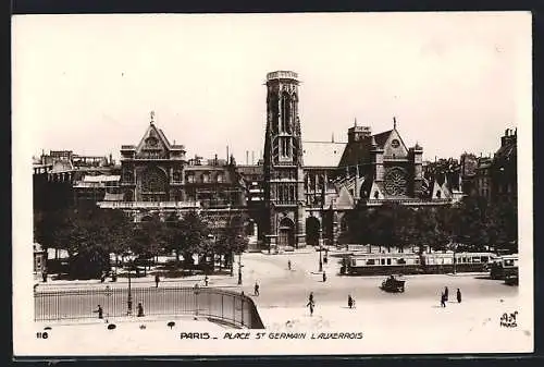 AK Paris, Place St. Germain l`Auxerrois, Strassenbahn