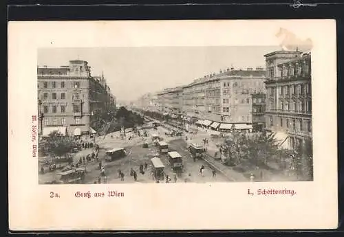 AK Wien, Strasse Schottenring mit Strassenbahn