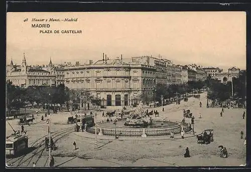 AK Madrid, Plaza de Castelar, Strassenbahn