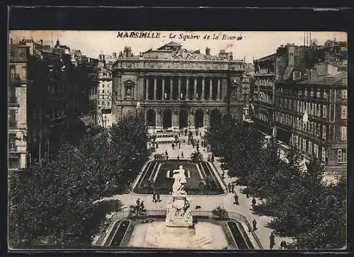 AK Marseille, Le Quare de la Bourse, Strassenbahn