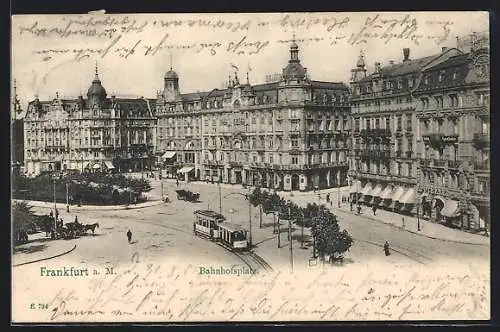 AK Frankfurt a. M., Bahnhofsplatz mit Strassenbahn