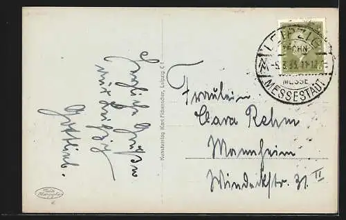 AK Leipzig, am Brunnen vor dem Neuen Rathaus