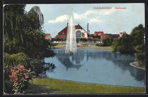 AK Gelsenkirchen, Stadtpark mit Fontäne