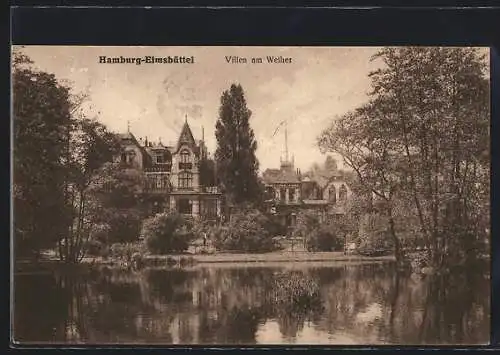 AK Hamburg-Eimsbüttel, Villen am Weiher