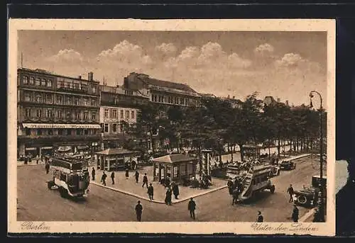 AK Berlin, Strasse Unter den Linden mit Restaurant Kranzler