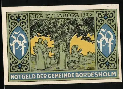 Notgeld Bordesholm 1921, 50 Pfennig, Geistliche unterm Baum