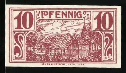 Notgeld Winsen 1921, 10 Pfennig, Kirche zu Egestorf i. L.