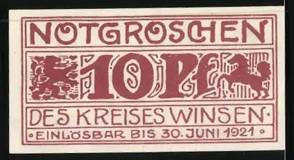 Notgeld Winsen 1921, 10 Pfennig, Kirche zu Egestorf i. L.