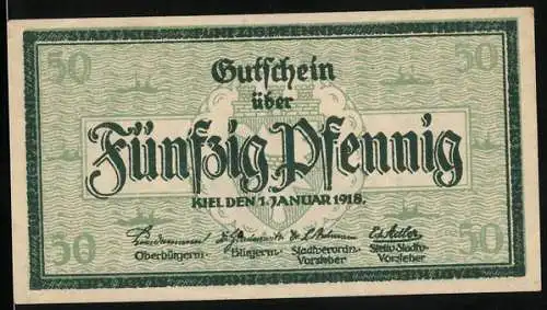 Notgeld Kiel 1918, 50 Pfennig, Rathaus