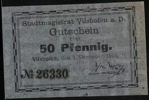 Notgeld Vilshofen a. D. 1916, 50 Pfennig