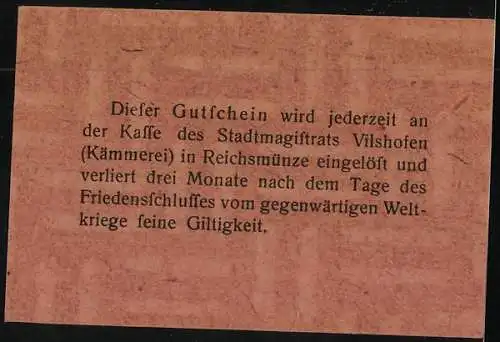 Notgeld Vilshofen a. D. 1916, 25 Pfennig