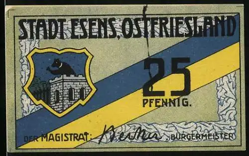 Notgeld Esens in Ostfriesland, 25 Pfennig, Wappen