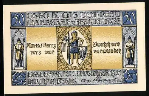 Notgeld Stassfurt 1921, 50 Pfennig, Otto IV. Margraf von Brandenburg