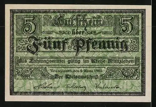 Notgeld Wanzleben 1920, 5 Pfennig, Bergbau