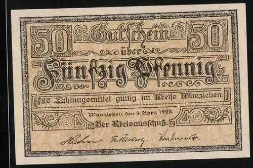 Notgeld Wanzleben 1920, 50 Pfennig, Bergbau