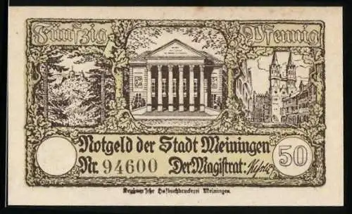 Notgeld Meiningen, 50 Pfennig, Theater