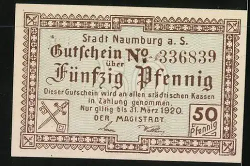 Notgeld Naumburg a. S. 1917, 50 Pfennig