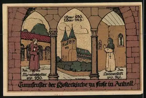 Notgeld Frose in Anhalt 1921, 50 Pfennig, Klosterkirche, im Mönchskloster, im Nonnenstift