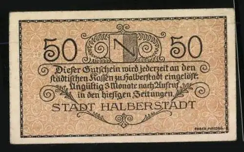 Notgeld Halberstadt 1918, 50 Pfennig