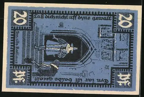 Notgeld Merseburg 1921, 20 Pfennig, Magistrat am alten Rathaus