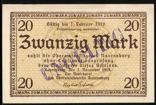Notgeld Ravensburg 1918, 20 Mark