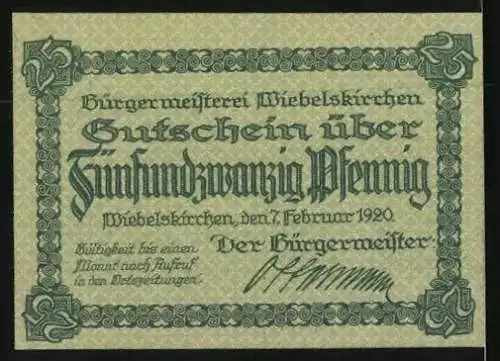 Notgeld Wiebelskirchen 1920, 25 Pfennig, Bergwerk