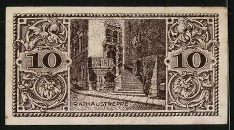 Notgeld Görlitz 1920, 10 Pfennig, Rathaustreppe
