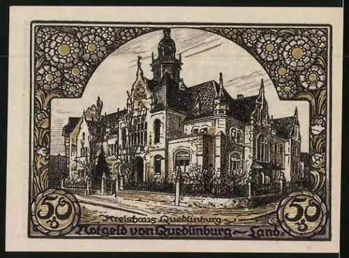 Notgeld Quedlinburg-Land 1923, 50 Pfennig, Kreishaus Quedlinburg