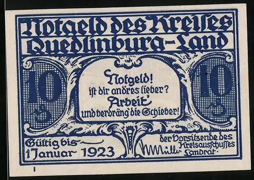Notgeld Quedlinburg-Land 1923, 10 Pfennig, Sparkasse von Quedlinburg-Land