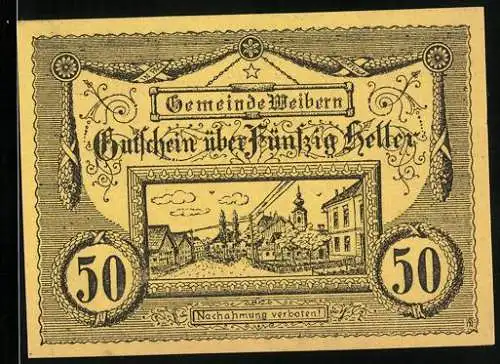 Notgeld Weibern 1920, 50 Heller, Ortspartie