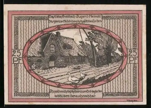 Notgeld Stedesand 1920, 25 Pfennig, Ortspartie und Wappen