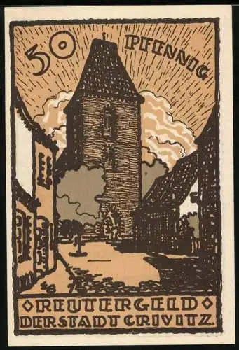 Notgeld Crivitz 1922, Reutergeld 50 Pfennig, Ortspartie
