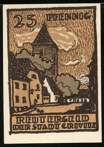 Notgeld Crivitz 1922, Reutergeld 25 Pfennig, Ortspartie