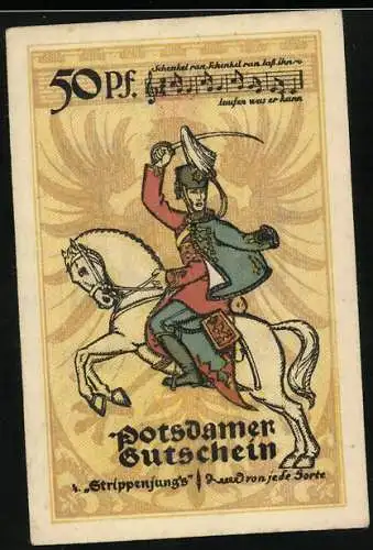 Notgeld Potsdam 1921, 50 Pfennig, Strippenjungs und Wappen