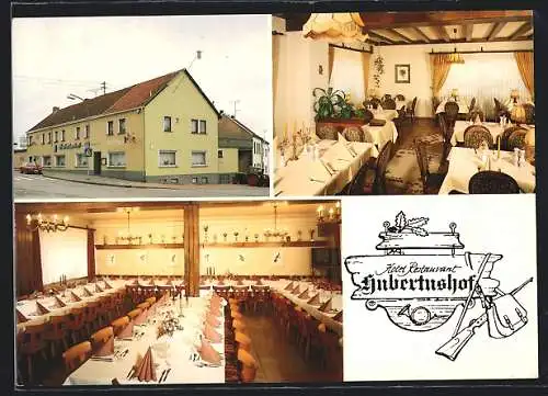 AK Losheim / Saar, Hotel Restaurant Hubertushof in drei Ansichten