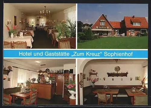 AK Sophienhof / Schellhorn, Hotel - Gaststätte Zum Kreuz in vier Ansichten