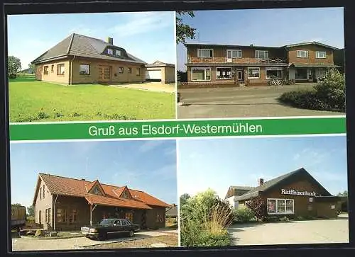 AK Elsdorf-Westermühlen, Raiffeisenbahnk. Geschäft, Gebäudeansicht