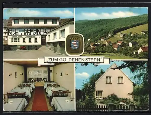 AK Weissenbach-Meissner, Gaststätte Zum goldenen Stern, Ortsansicht aus der Vogelschau