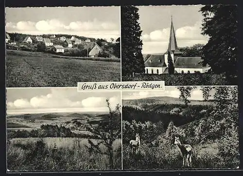 AK Obersdorf-Rödgen, Ortsansicht und Kirche