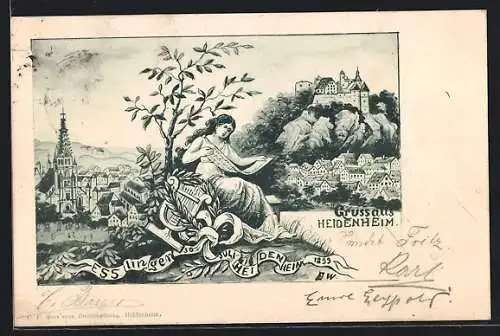 AK Heidenheim / Brenz, Ortsansicht mit Kirche