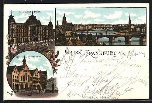 Lithographie Frankfurt, Die neu Post, Römer & Römerberg