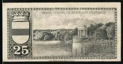 Notgeld Crefeld 1920, 25 Pfennig, Deuss Tempel im Stadtwald