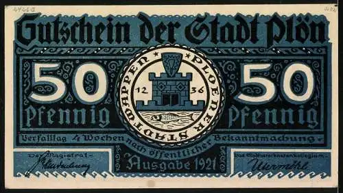 Notgeld Plön 1921, 50 Pfennig, Heinrich sammelt Krieger um den Tod seines Bruders Buthue zu rächen