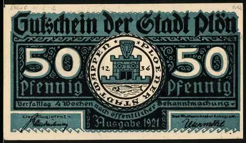 Notgeld Plön 1921, 50 Pfennig, Buthue zieht mit 600 Sachsen nach Plön