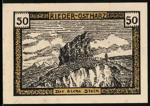 Notgeld Rieder-Ostharz 1921, 50 Pfennig, Der dicke Stein